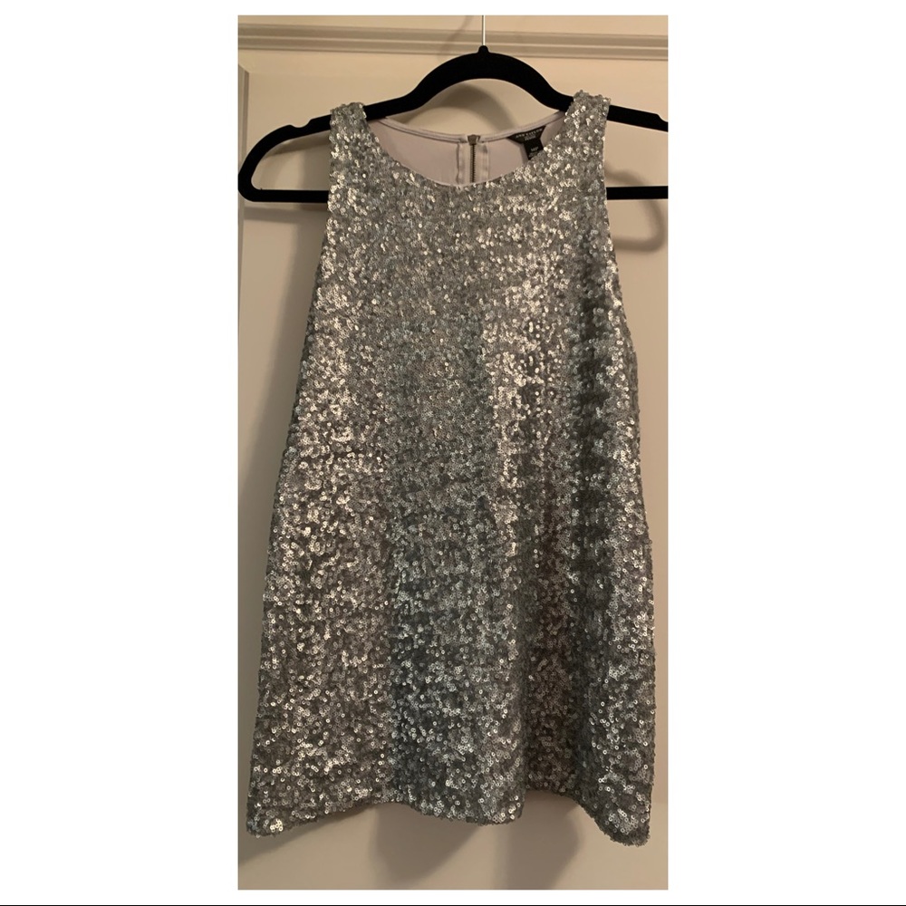 Ann Taylor Sequin Tank Top Size MP Color Gray